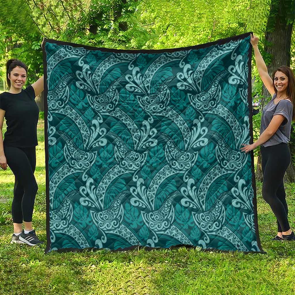 Teal Monstera Quilt Polynesian Tribal Pattern LT01 - Polynesian Pride