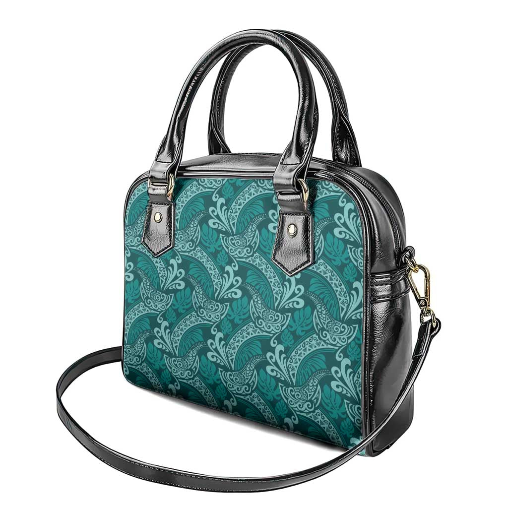 Teal Monstera Shoulder Handbag Polynesian Tribal Pattern LT01 - Polynesian Pride