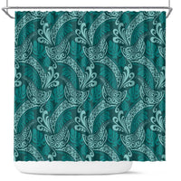 Teal Monstera Shower Curtain Polynesian Tribal Pattern LT01 Teal - Polynesian Pride