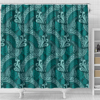 Teal Monstera Shower Curtain Polynesian Tribal Pattern LT01 - Polynesian Pride