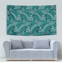Teal Monstera Tapestry Polynesian Tribal Pattern LT01 - Polynesian Pride