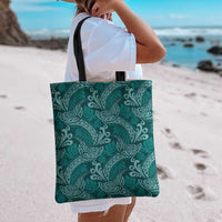 Teal Monstera Tote Bag Polynesian Tribal Pattern LT01 - Polynesian Pride