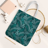 Teal Monstera Tote Bag Polynesian Tribal Pattern LT01 White Strap One Size Teal - Polynesian Pride