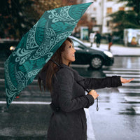 Teal Monstera Umbrella Polynesian Tribal Pattern LT01 - Polynesian Pride