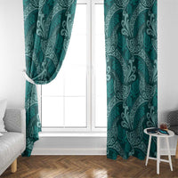 Teal Monstera Window Curtain Polynesian Tribal Pattern LT01 - Polynesian Pride