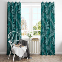Teal Monstera Window Curtain Polynesian Tribal Pattern LT01 - Polynesian Pride