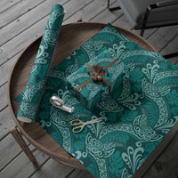 Teal Monstera Wrapping Paper Polynesian Tribal Pattern LT01 - Polynesian Pride