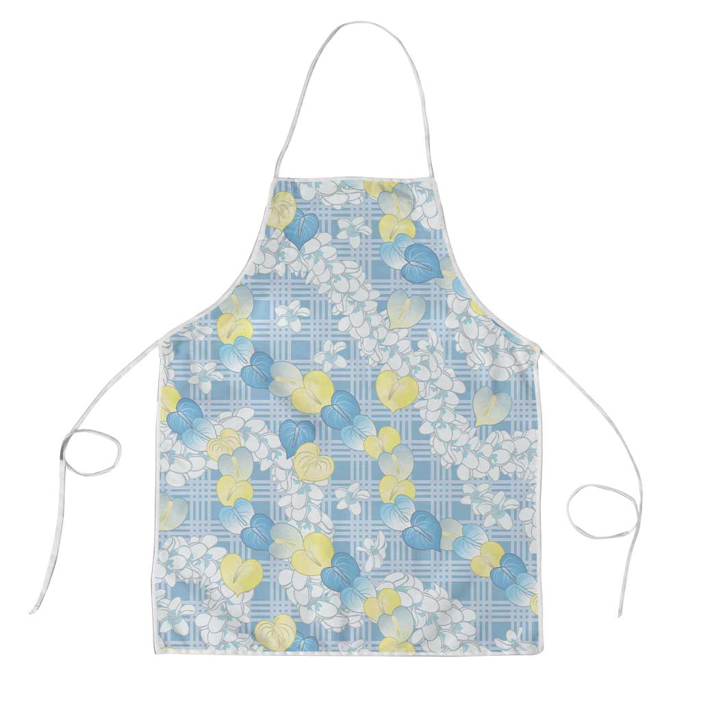 Anthurium Plumeria Lei Pastel Apron Blue Hawaiian Splendid Palaka LT01 Blue - Polynesian Pride