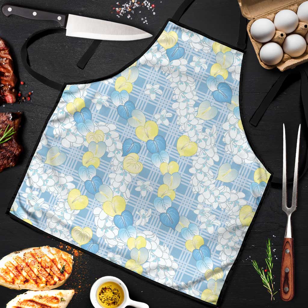 Anthurium Plumeria Lei Pastel Apron Blue Hawaiian Splendid Palaka LT01 Blue - Polynesian Pride