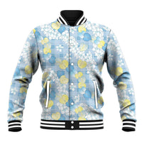 Anthurium Plumeria Lei Pastel Baseball Jacket Blue Hawaiian Splendid Palaka LT01 Unisex Blue - Polynesian Pride