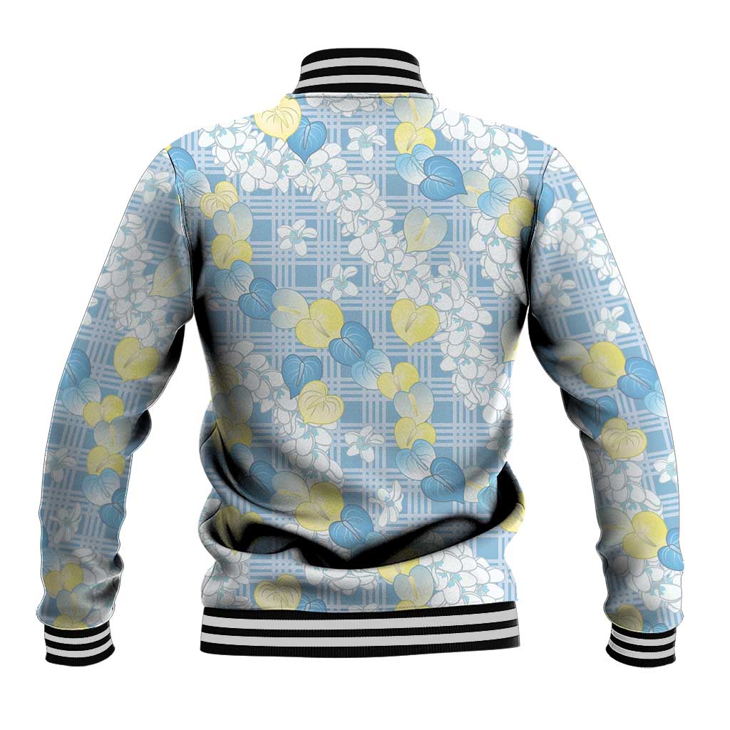 Anthurium Plumeria Lei Pastel Baseball Jacket Blue Hawaiian Splendid Palaka LT01 - Polynesian Pride