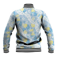 Anthurium Plumeria Lei Pastel Baseball Jacket Blue Hawaiian Splendid Palaka LT01 - Polynesian Pride