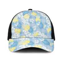 Anthurium Plumeria Lei Pastel Baseball Net Cap Blue Hawaiian Splendid Palaka LT01 One Size Black Blue - Polynesian Pride