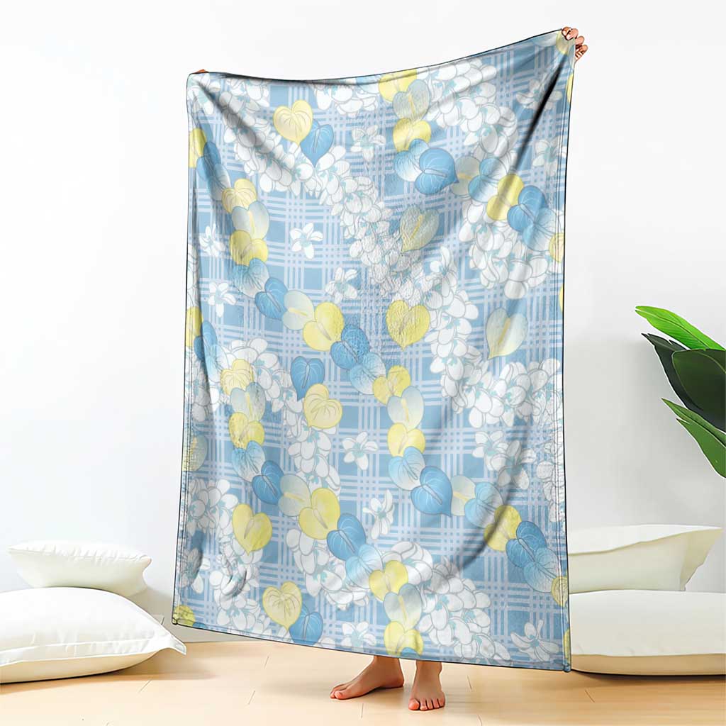 Anthurium Plumeria Lei Pastel Blanket Blue Hawaiian Splendid Palaka LT01 - Polynesian Pride