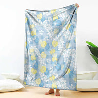 Anthurium Plumeria Lei Pastel Blanket Blue Hawaiian Splendid Palaka LT01 - Polynesian Pride