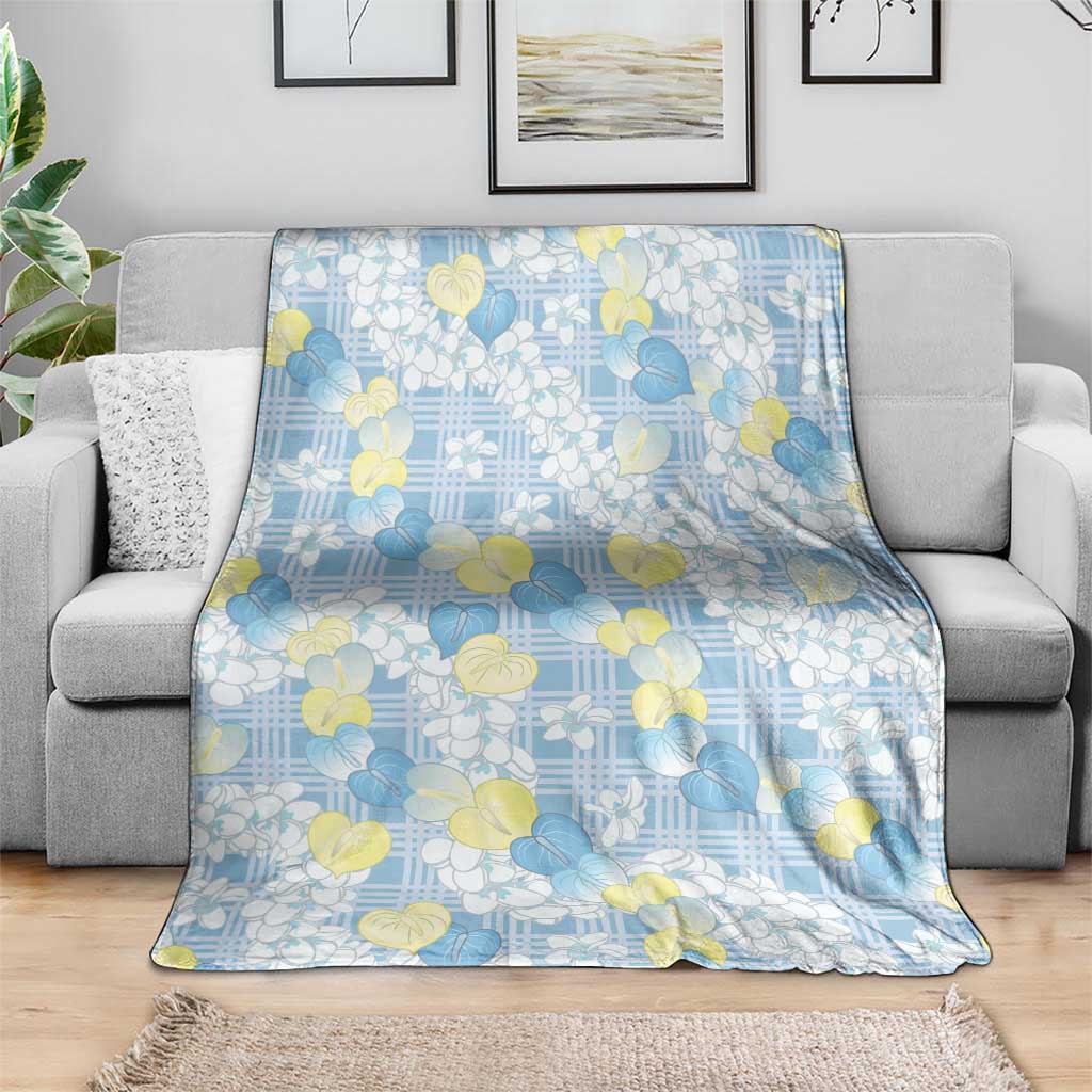 Anthurium Plumeria Lei Pastel Blanket Blue Hawaiian Splendid Palaka LT01 - Polynesian Pride