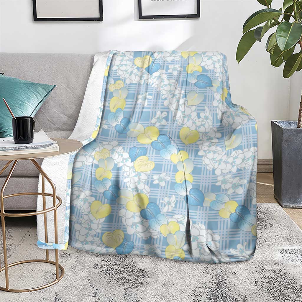 Anthurium Plumeria Lei Pastel Blanket Blue Hawaiian Splendid Palaka LT01 - Polynesian Pride