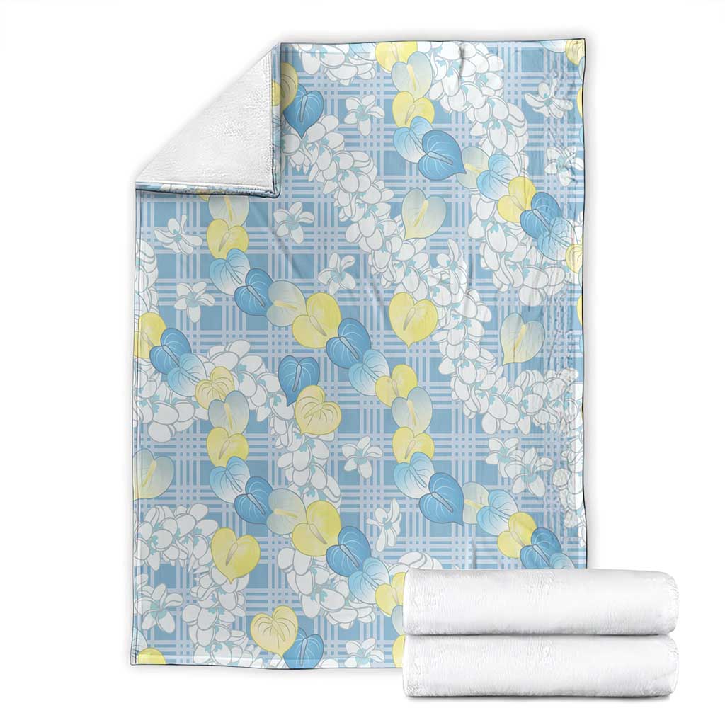 Anthurium Plumeria Lei Pastel Blanket Blue Hawaiian Splendid Palaka LT01 - Polynesian Pride