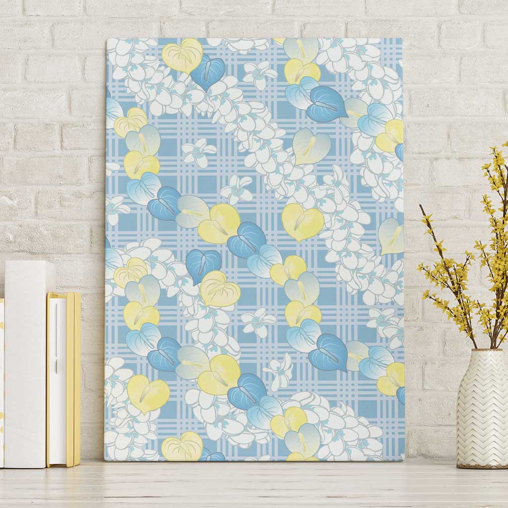 Anthurium Plumeria Lei Pastel Canvas Wall Art Blue Hawaiian Splendid Palaka LT01 Without Frame Blue - Polynesian Pride