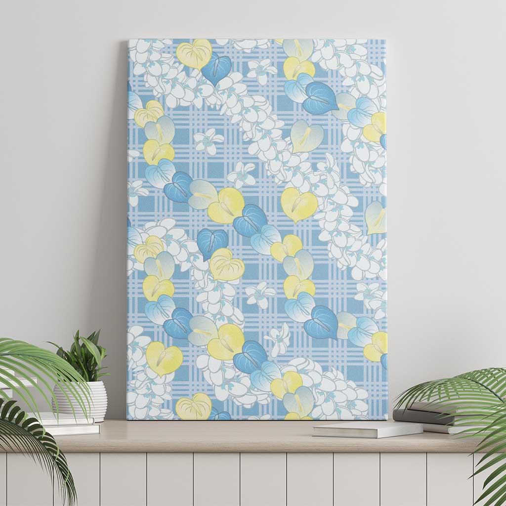 Anthurium Plumeria Lei Pastel Canvas Wall Art Blue Hawaiian Splendid Palaka LT01 - Polynesian Pride