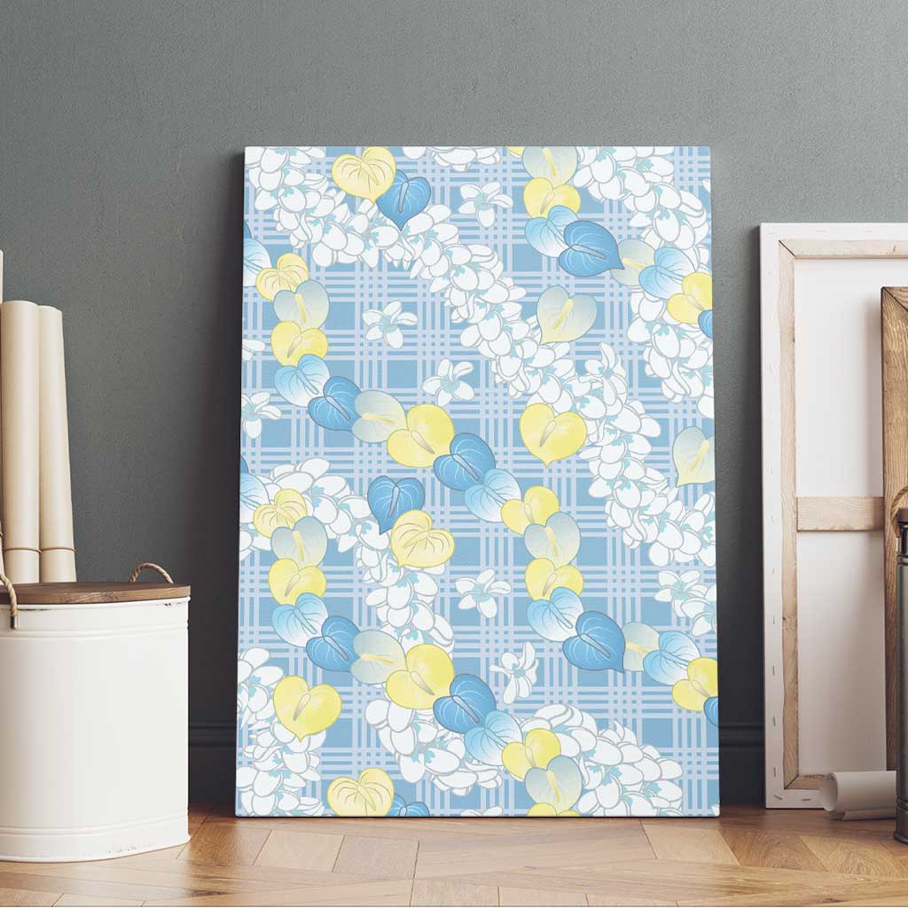 Anthurium Plumeria Lei Pastel Canvas Wall Art Blue Hawaiian Splendid Palaka LT01 - Polynesian Pride
