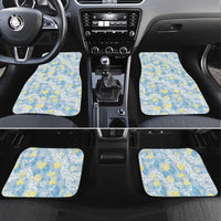 Anthurium Plumeria Lei Pastel Car Mats Blue Hawaiian Splendid Palaka LT01 Set 4pcs Blue - Polynesian Pride