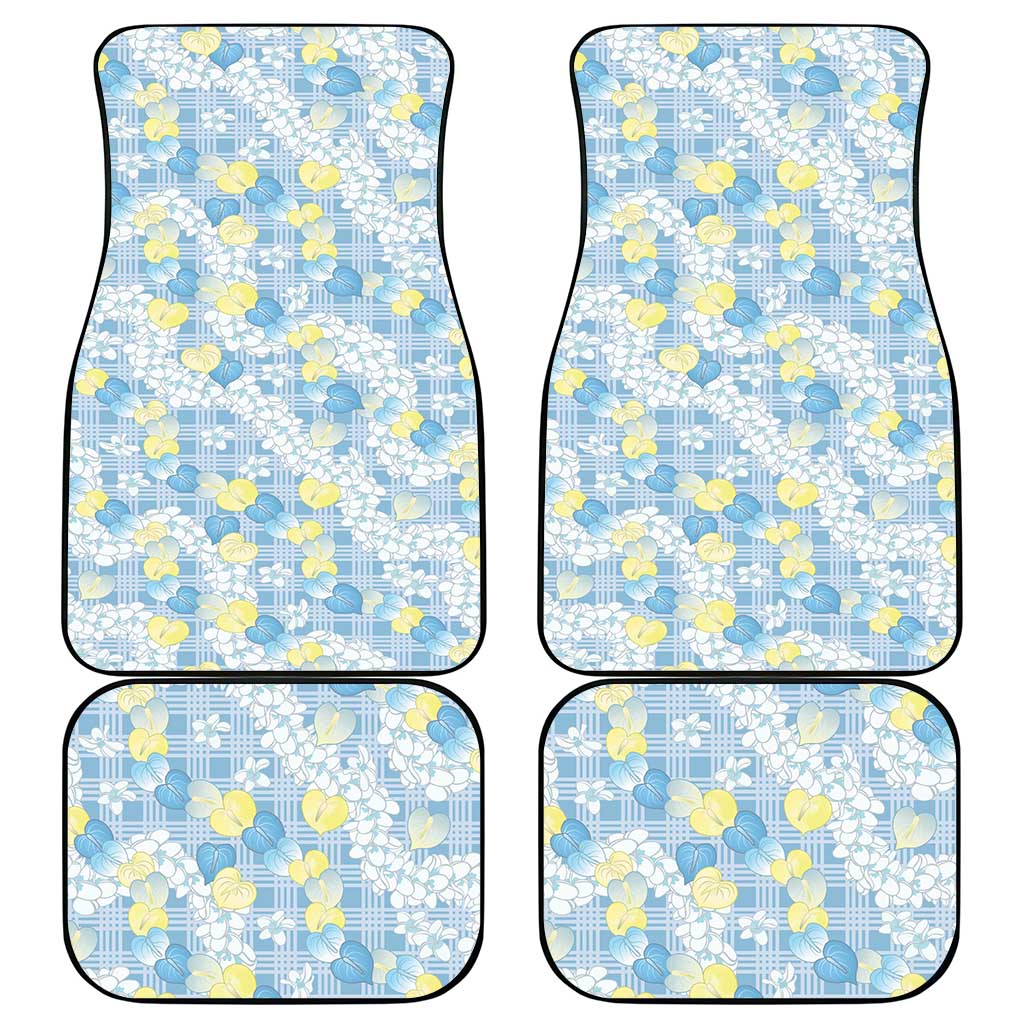 Anthurium Plumeria Lei Pastel Car Mats Blue Hawaiian Splendid Palaka LT01 - Polynesian Pride