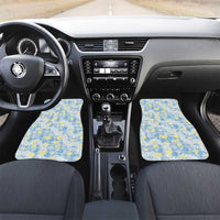 Anthurium Plumeria Lei Pastel Car Mats Blue Hawaiian Splendid Palaka LT01 Set 2pcs - Front Blue - Polynesian Pride