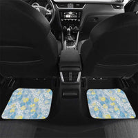 Anthurium Plumeria Lei Pastel Car Mats Blue Hawaiian Splendid Palaka LT01 Set 2pcs - Back Blue - Polynesian Pride