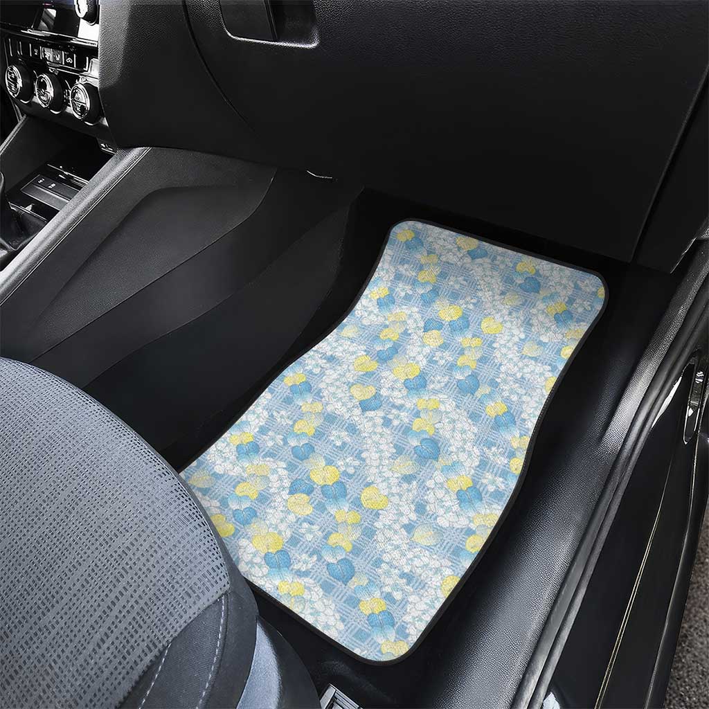 Anthurium Plumeria Lei Pastel Car Mats Blue Hawaiian Splendid Palaka LT01 - Polynesian Pride