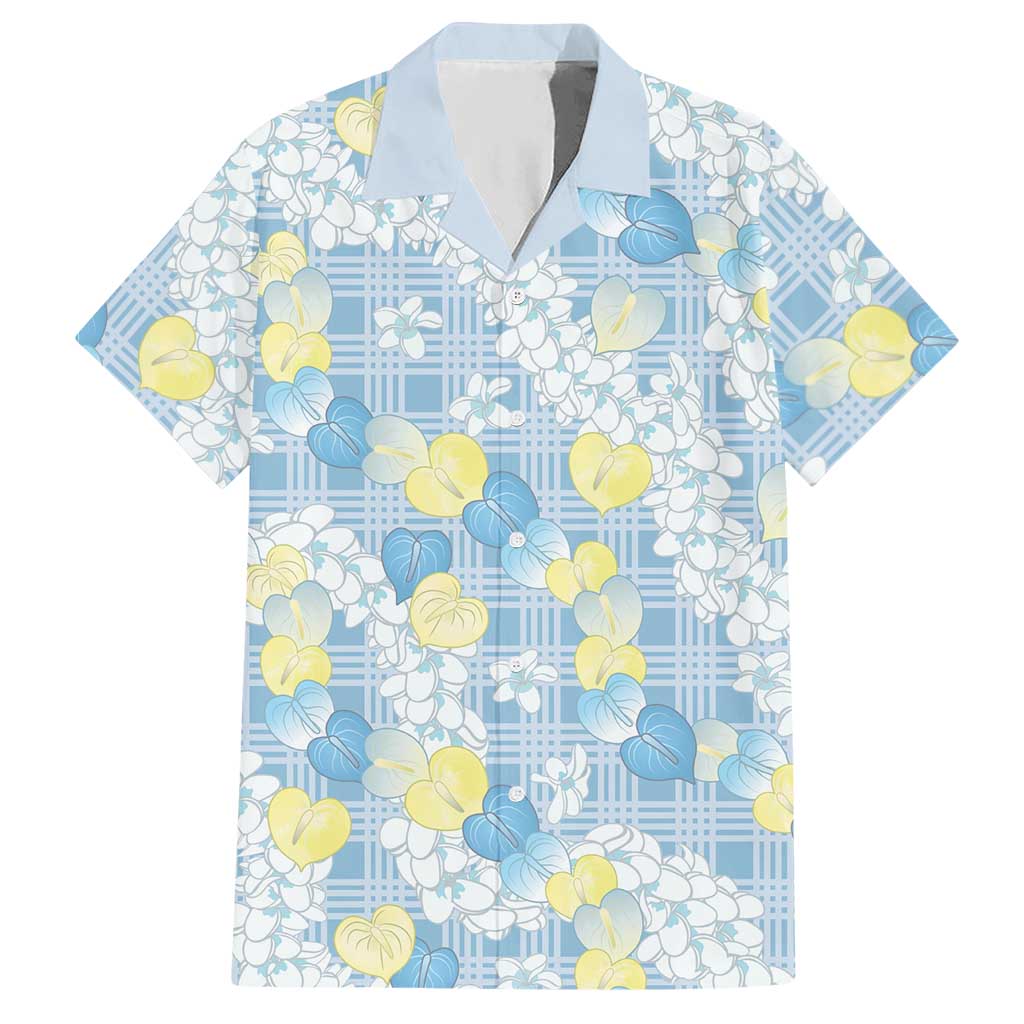 Anthurium Plumeria Lei Pastel Hawaiian Shirt Blue Hawaiian Splendid Palaka LT01 Blue - Polynesian Pride