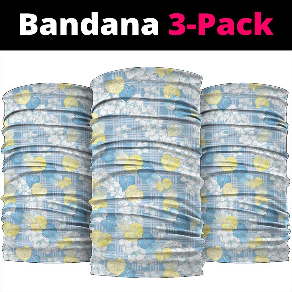 Anthurium Plumeria Lei Pastel Neck Gaiter Blue Hawaiian Splendid Palaka LT01 package One Size: 25*50cm Blue - Polynesian Pride