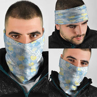 Anthurium Plumeria Lei Pastel Neck Gaiter Blue Hawaiian Splendid Palaka LT01 - Polynesian Pride