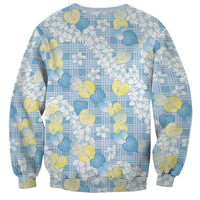 Anthurium Plumeria Lei Pastel Sweatshirt Blue Hawaiian Splendid Palaka LT01 - Polynesian Pride