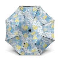 Anthurium Plumeria Lei Pastel Umbrella Blue Hawaiian Splendid Palaka LT01 One Size Folded 11.42 inch Opened Diameter 37.4 inch Blue - Polynesian Pride