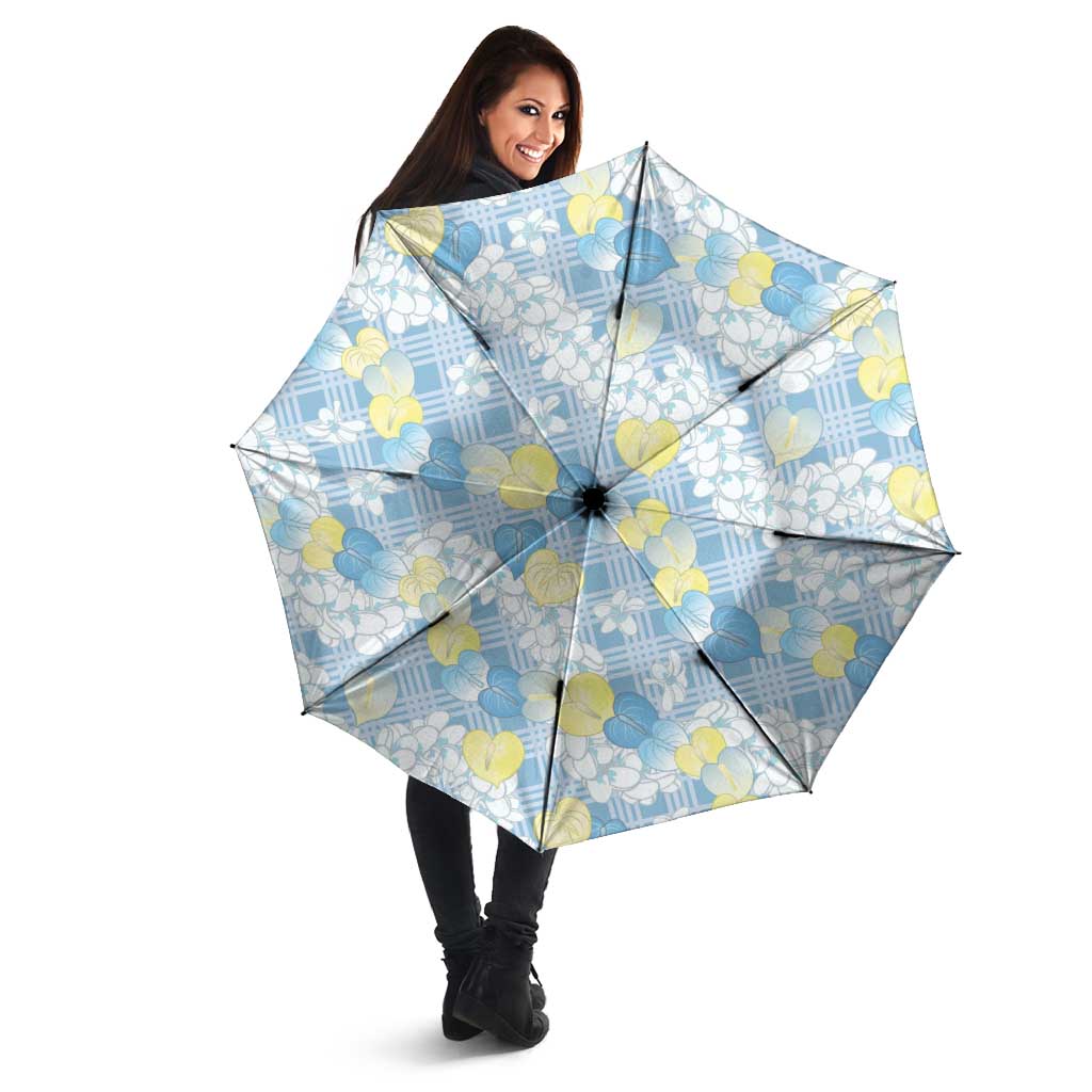 Anthurium Plumeria Lei Pastel Umbrella Blue Hawaiian Splendid Palaka LT01 - Polynesian Pride