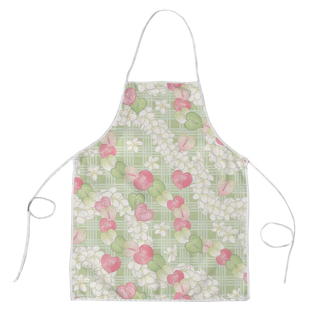 Anthurium Plumeria Lei Pastel Apron Green Hawaiian Splendid Palaka LT01 Green - Polynesian Pride