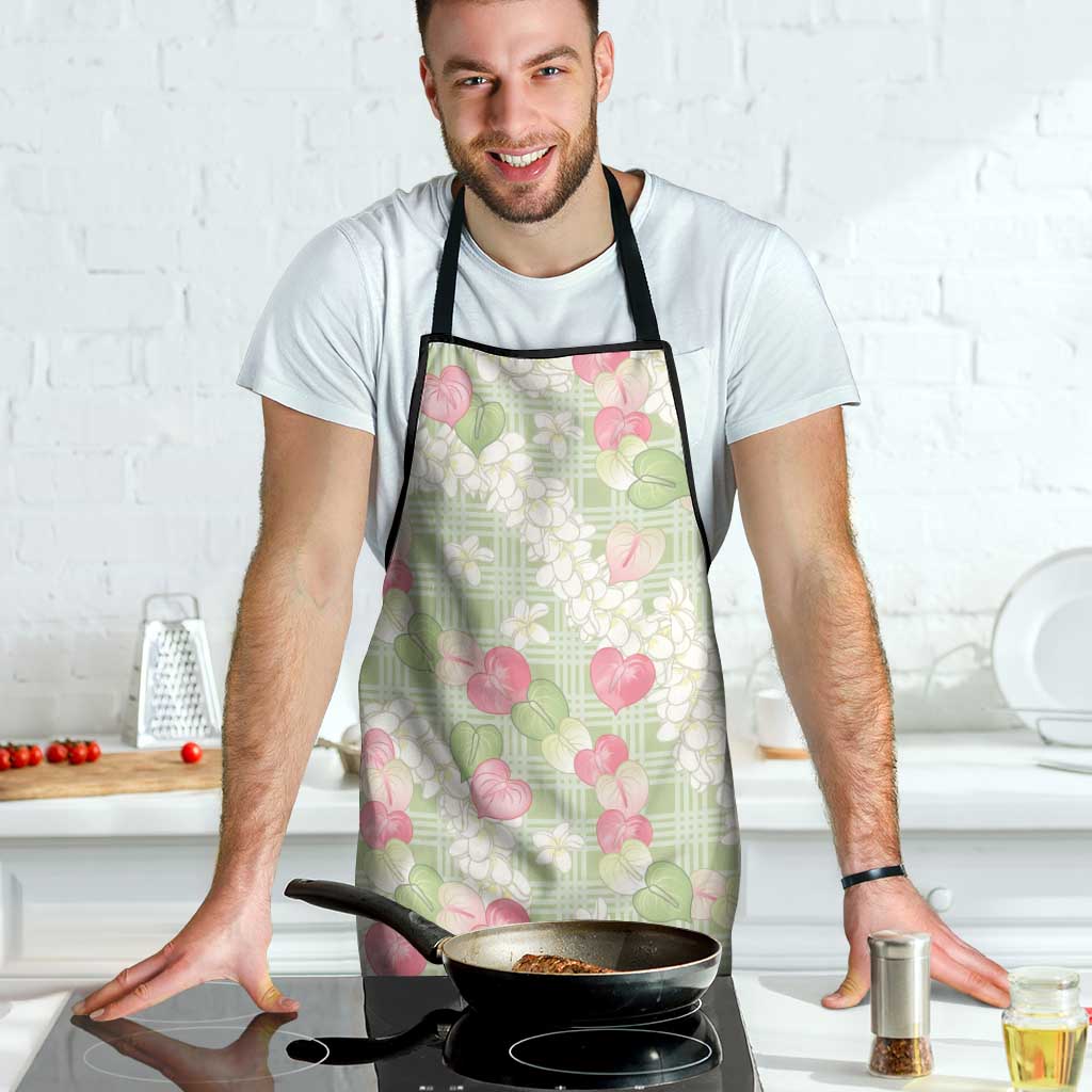 Anthurium Plumeria Lei Pastel Apron Green Hawaiian Splendid Palaka LT01 - Polynesian Pride