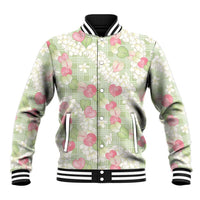 Anthurium Plumeria Lei Pastel Baseball Jacket Green Hawaiian Splendid Palaka LT01 Unisex Green - Polynesian Pride
