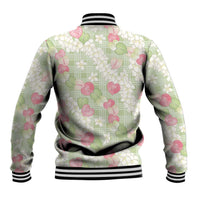Anthurium Plumeria Lei Pastel Baseball Jacket Green Hawaiian Splendid Palaka LT01 - Polynesian Pride