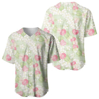 Anthurium Plumeria Lei Pastel Baseball Jersey Green Hawaiian Splendid Palaka LT01 - Polynesian Pride