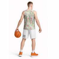 Anthurium Plumeria Lei Pastel Basketball Jersey Green Hawaiian Splendid Palaka LT01 - Polynesian Pride