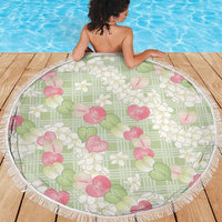 Anthurium Plumeria Lei Pastel Beach Blanket Green Hawaiian Splendid Palaka LT01 - Polynesian Pride