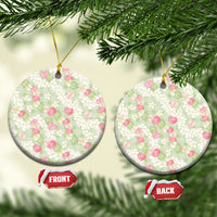 Anthurium Plumeria Lei Pastel Ceramic Ornament Green Hawaiian Splendid Palaka LT01 Circle Green - Polynesian Pride