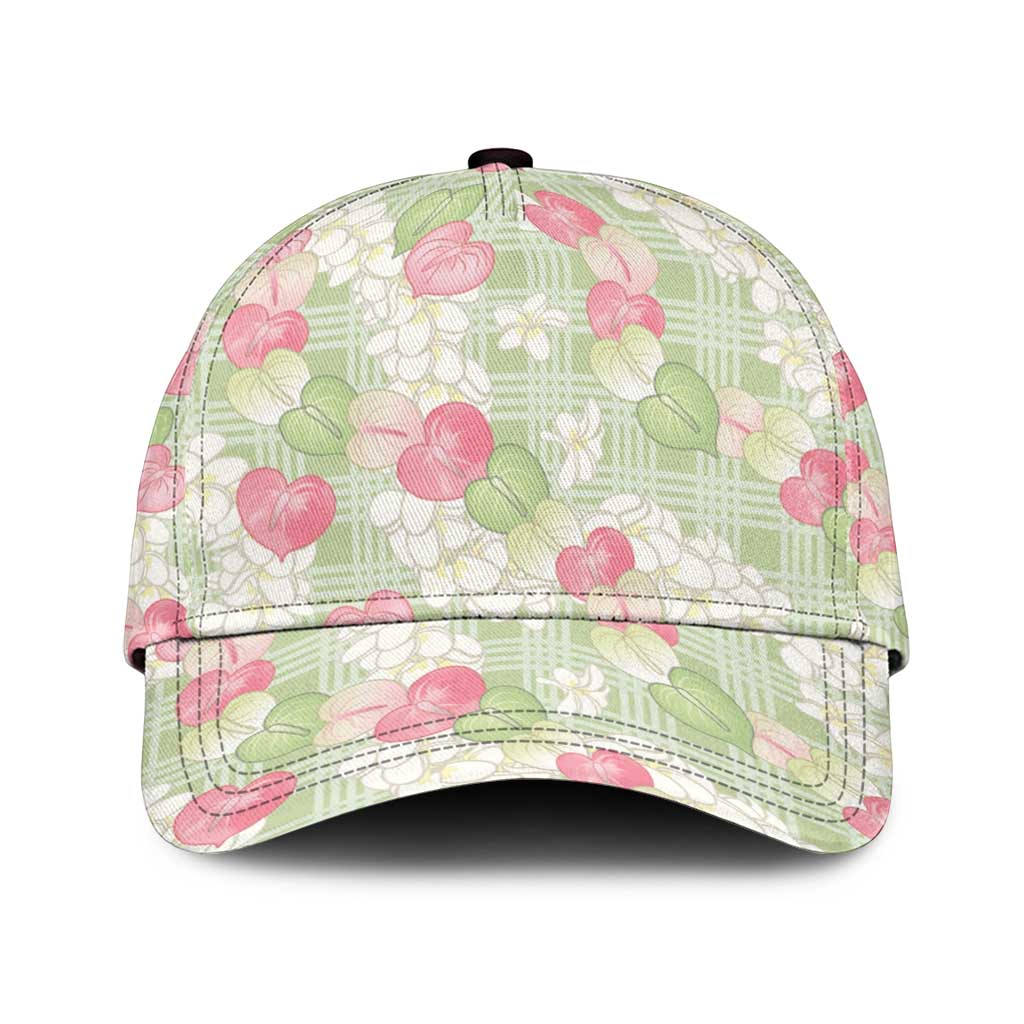 Anthurium Plumeria Lei Pastel Classic Cap Green Hawaiian Splendid Palaka LT01 Universal Fit Green - Polynesian Pride