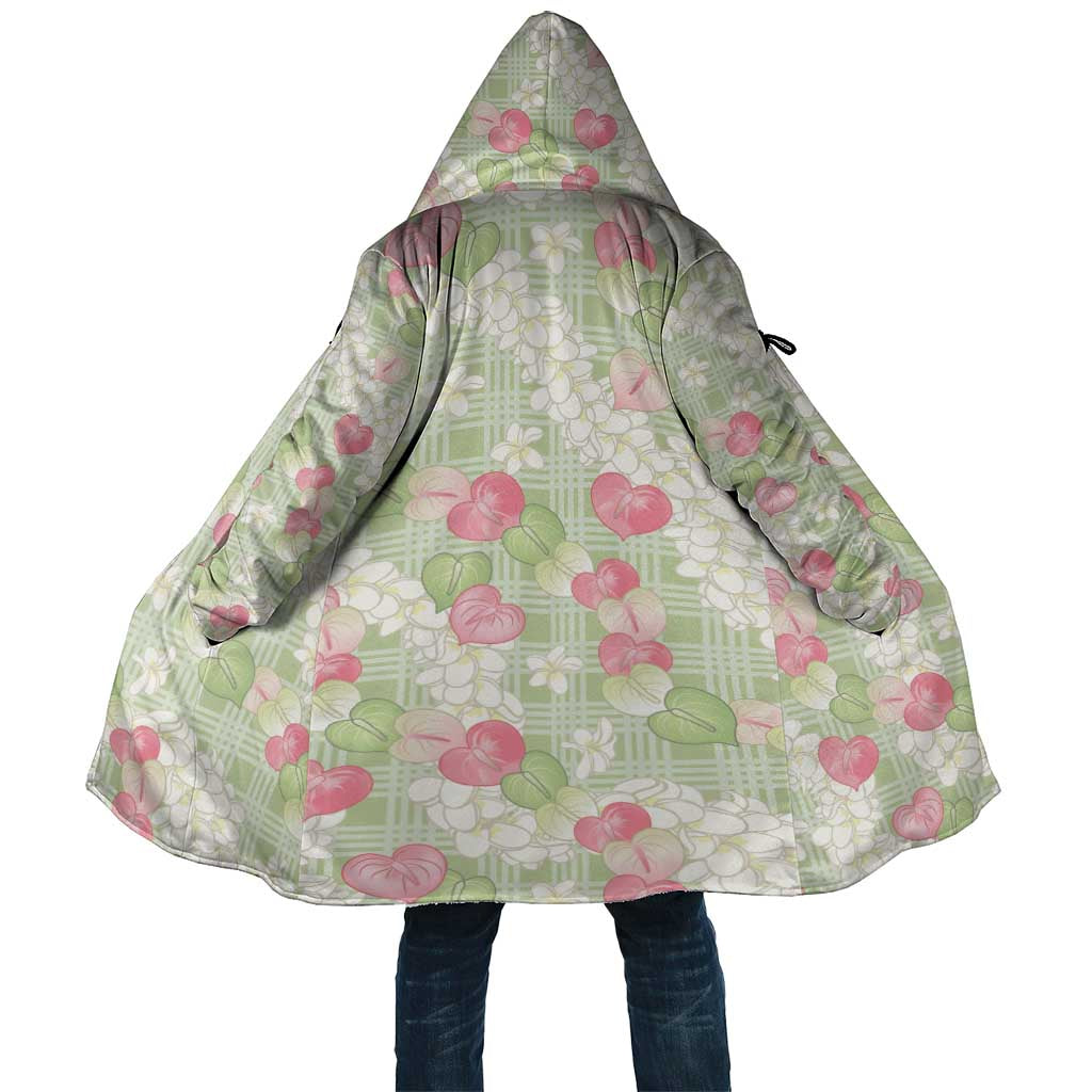 Anthurium Plumeria Lei Pastel Cloak Green Hawaiian Splendid Palaka LT01 Unisex Green - Polynesian Pride