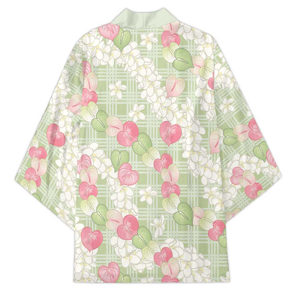 Anthurium Plumeria Lei Pastel Kimono Green Hawaiian Splendid Palaka LT01 - Polynesian Pride
