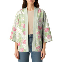 Anthurium Plumeria Lei Pastel Kimono Green Hawaiian Splendid Palaka LT01 - Polynesian Pride