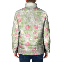 Anthurium Plumeria Lei Pastel Padded Jacket Green Hawaiian Splendid Palaka LT01 - Polynesian Pride