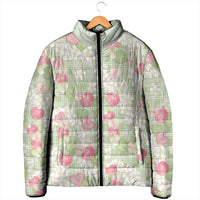 Anthurium Plumeria Lei Pastel Padded Jacket Green Hawaiian Splendid Palaka LT01 - Polynesian Pride